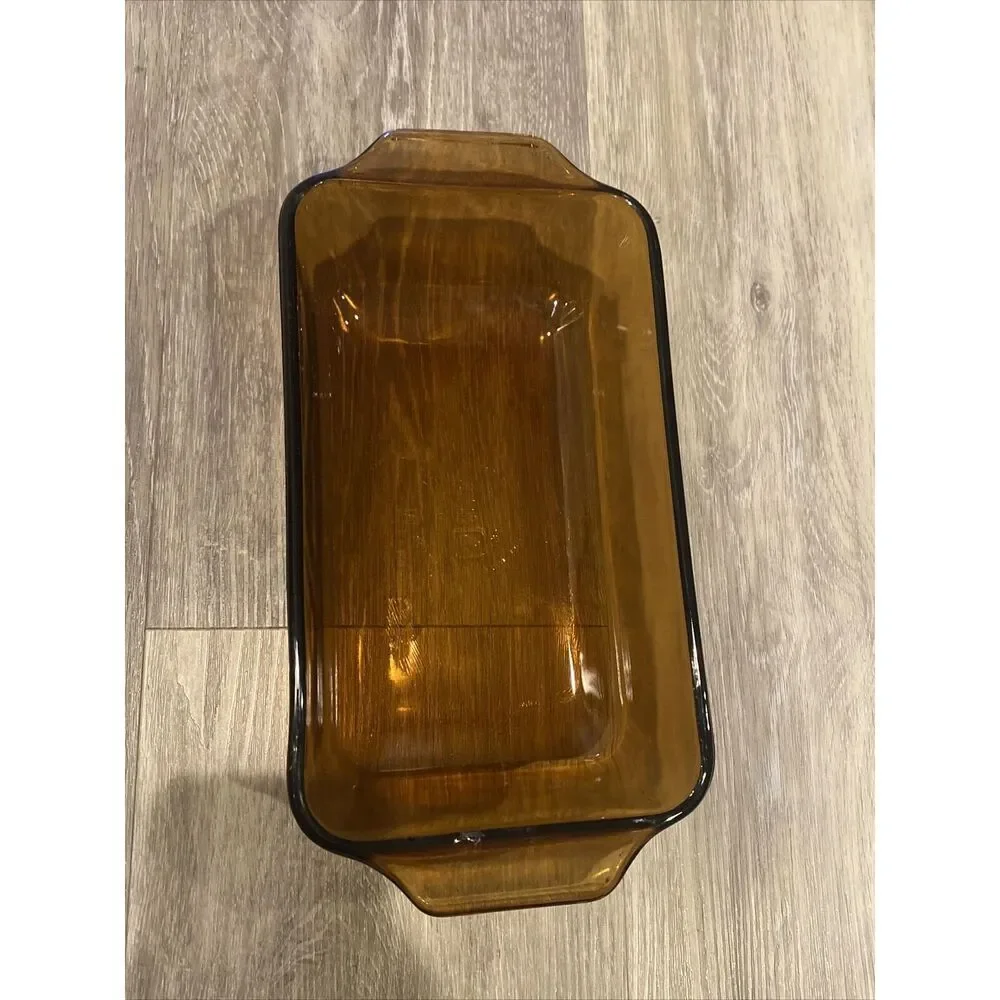Anchor Hocking Bread Loaf Pan Amber 1 QT vintage